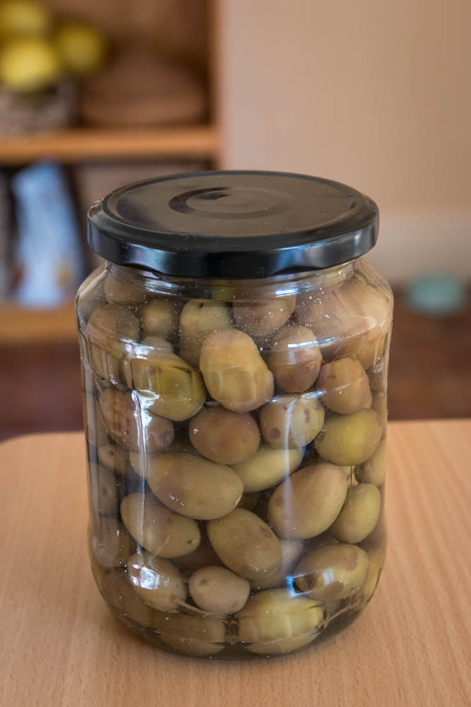 Homemade olives in a jar