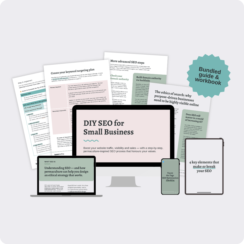 A selection of screengrabs from inside the DIY SEO for Small Business guide.