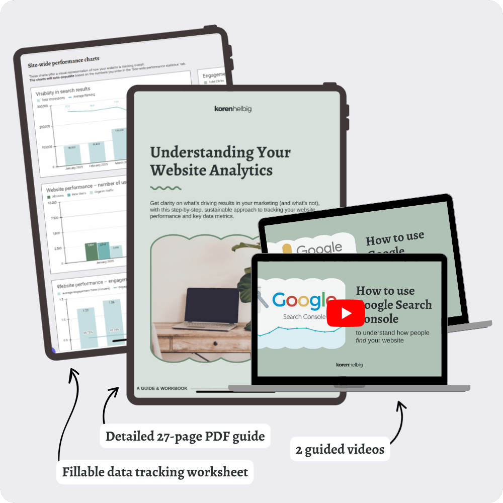 The guide front cover, with text that reads: 'Detailed 27-page PDF guide', 'Fillable data tracking worksheet' and 'two guided videos'.