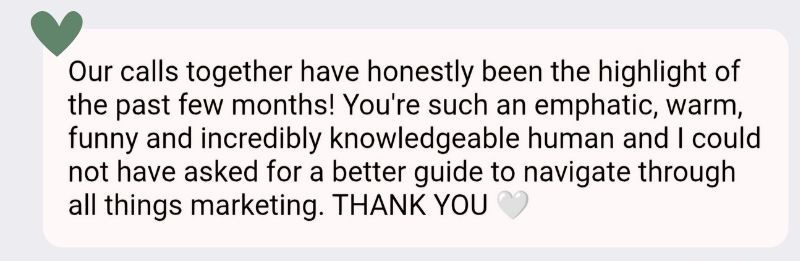 Screengrabs of emails and social media comments from happy digital marketing coaching clients